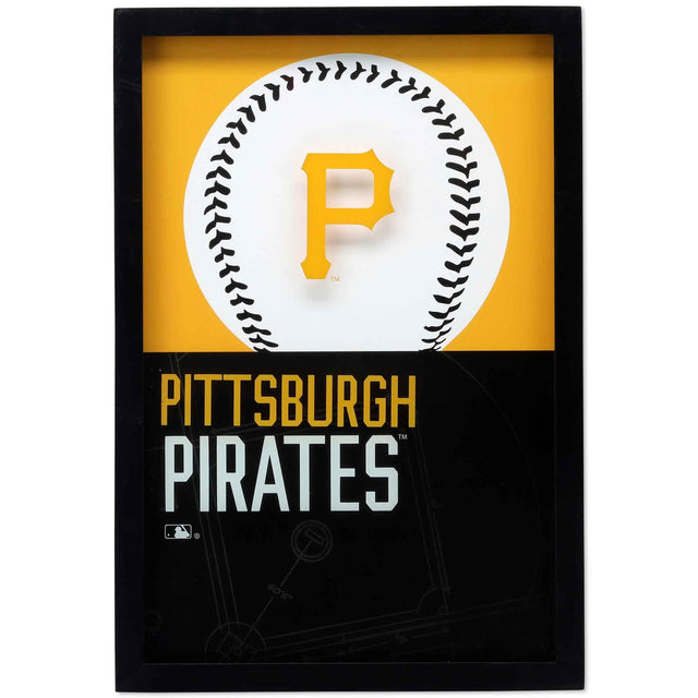 Decoración de pared de vidrio con marco de diamante y logotipo de los Piratas de Pittsburgh