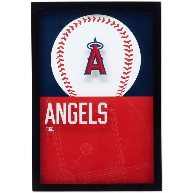 Decoración de pared de vidrio enmarcada con el logotipo de Los Angeles Angels of Anaheim y diamantes