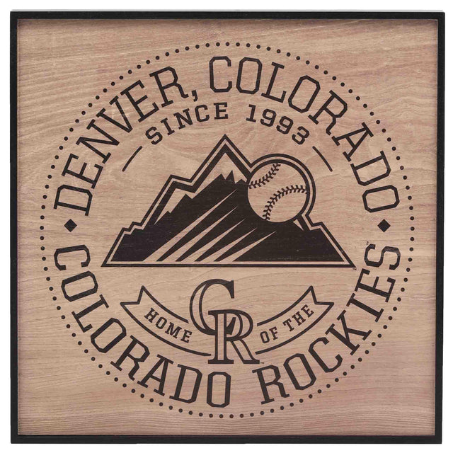 Decoración de pared enmarcada de madera de Colorado Rockies