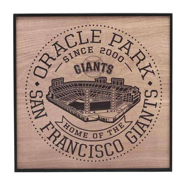 Decoración de pared enmarcada de madera del Oracle Park de los Gigantes de San Francisco