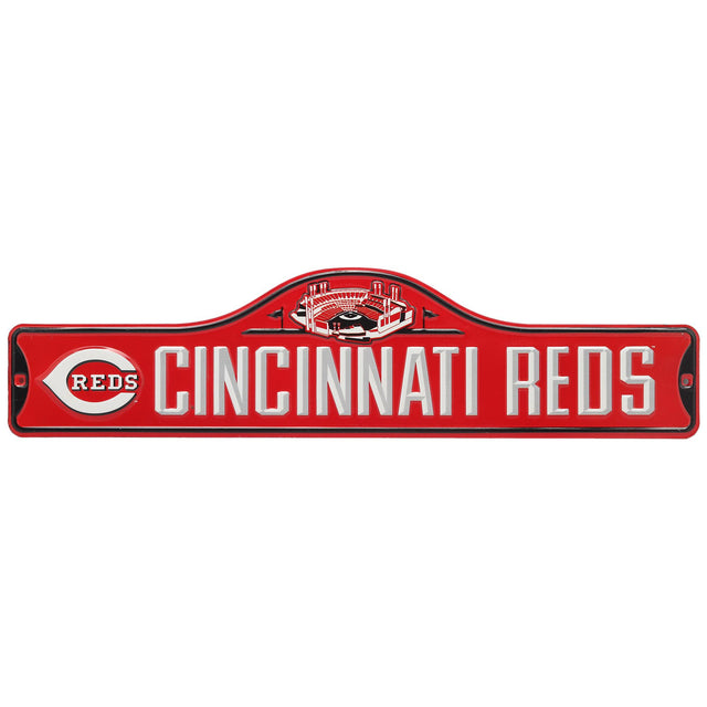 Letrero de metal para calle de los Cincinnati Reds