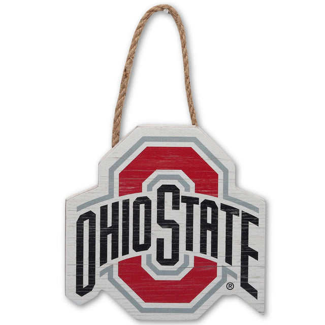 Ohio State University Logo Shaped Hanging Wood Wall Decor