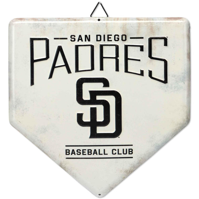 Letrero de metal con el logo del club de béisbol de los Padres de San Diego