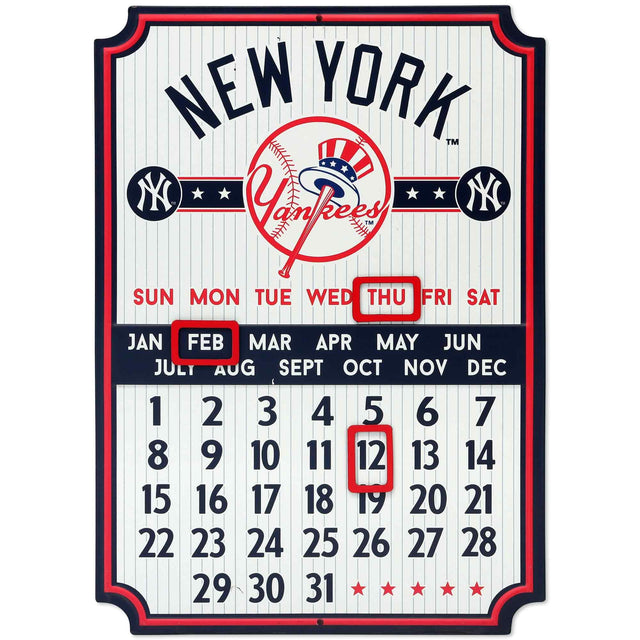 Letrero metálico con calendario perpetuo de los Yankees de Nueva York