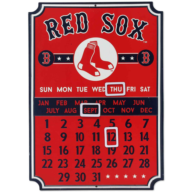 Letrero de metal con calendario perpetuo de los Boston Red Sox