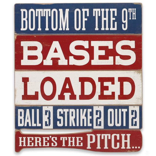 Bottom of the 9th Bases Loaded Baseball Wood Wall Decor