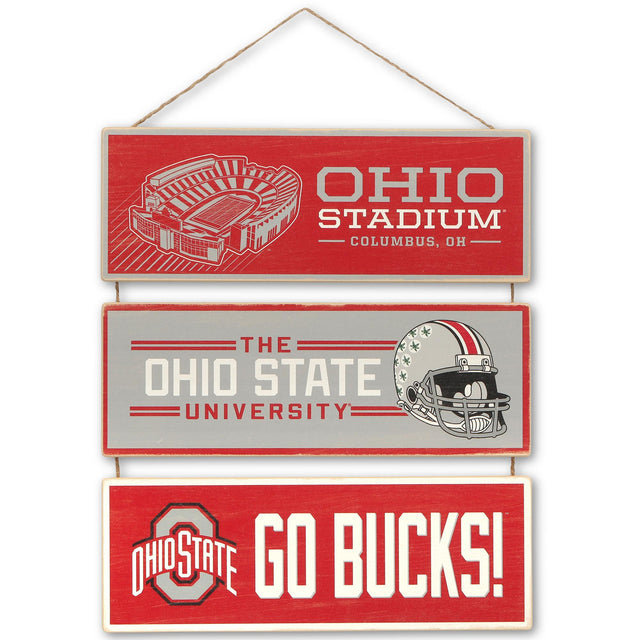 Ohio State University Football Linked Wood Wall Decor