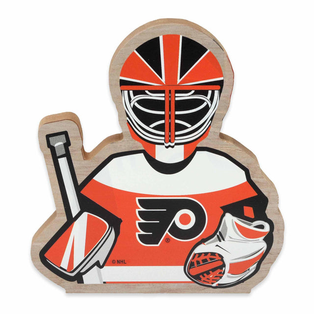 Decoración de mesa de madera con el portero de los Philadelphia Flyers de la Liga Nacional de Hockey (NHL)