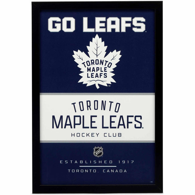 Decoración de pared enmarcada de madera con el espíritu del equipo de Toronto Maple Leafs