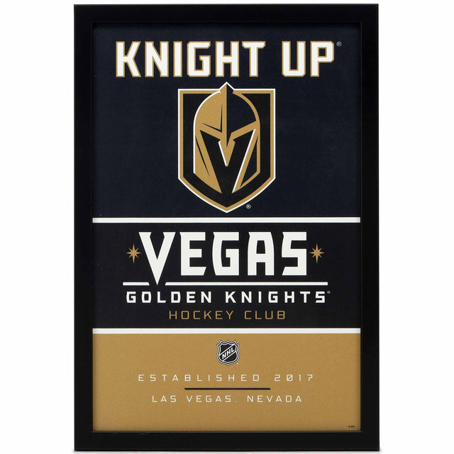 Decoración de pared enmarcada de madera con el espíritu de equipo de los Vegas Golden Knights