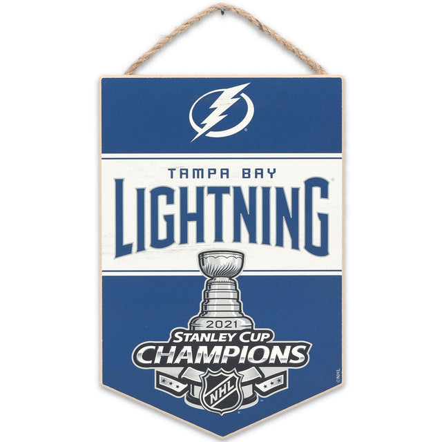 NHL Tampa Bay Lightning Stanley Cup Hanging Wood Wall Decor