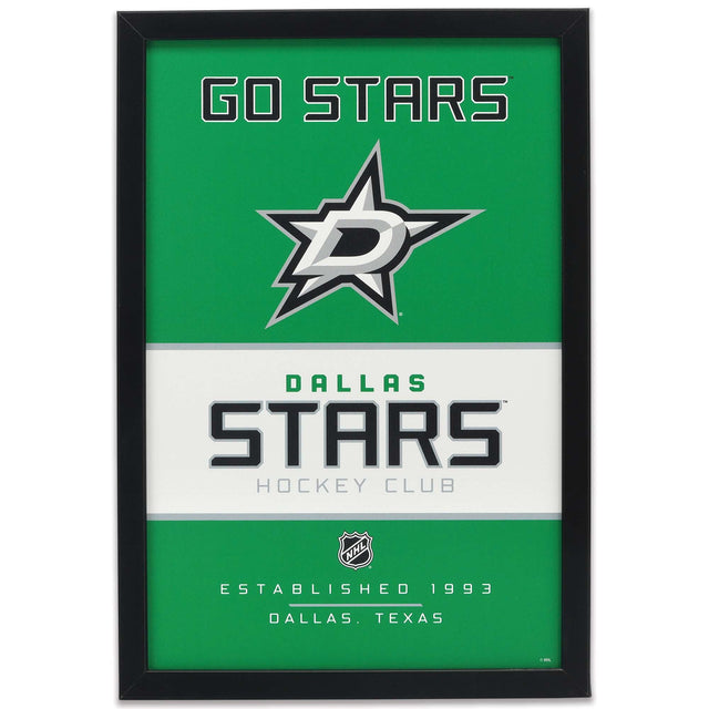 Decoración de pared enmarcada de madera con el espíritu del equipo de los Dallas Stars