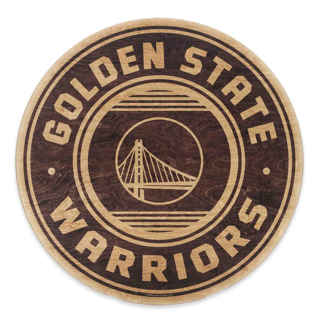 Golden State Warriors Logo Round Natural Wood Wall Decor