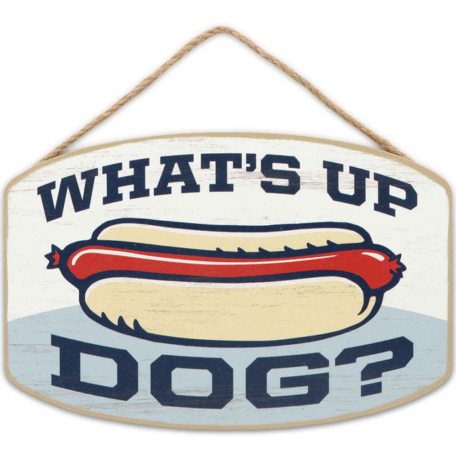 What's Up Dog Hot Dog Hanging Wood Wall Decor