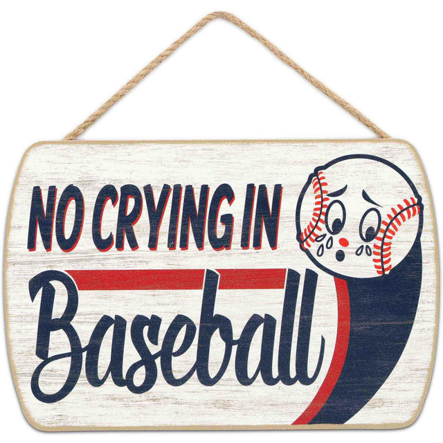 No Crying in Baseball Hanging Wood Wall Decor