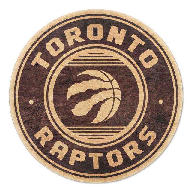 Decoración de pared redonda de madera natural con el logotipo de los Toronto Raptors