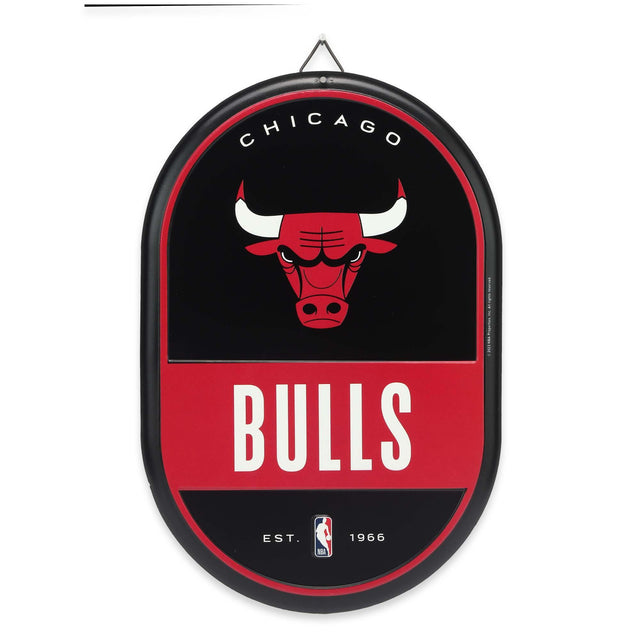 Letrero metálico ovalado con el espíritu de equipo de los Chicago Bulls