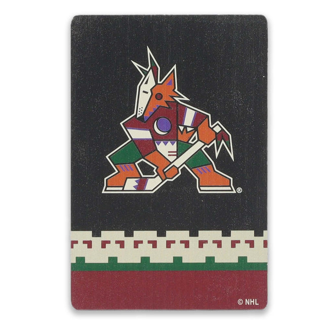 National Hockey League NHL Arizona Coyotes Logo Striped Wood Magnet