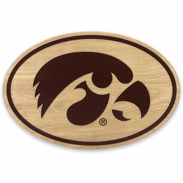 University of Iowa Oval Natural Wood Wall Decor