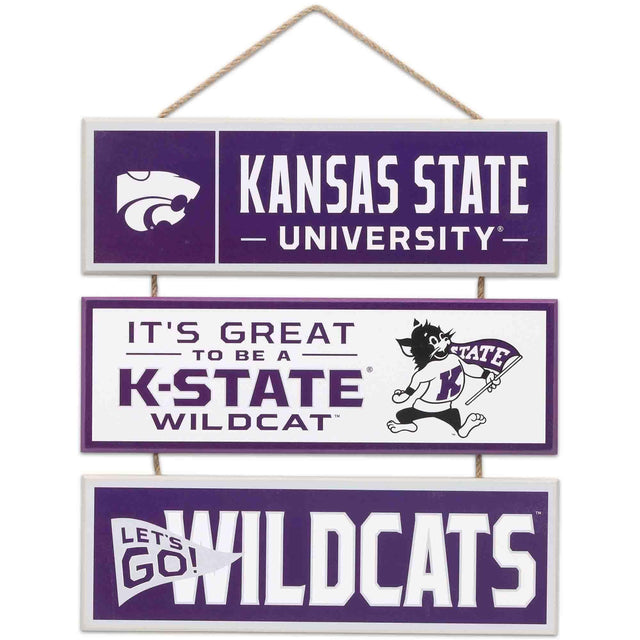 Decoración de pared de madera con enlaces de los Wildcats de la Universidad Estatal de Kansas