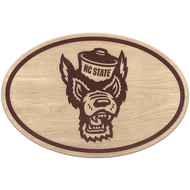 North Carolina State University Oval Natural Wood Wall Decor