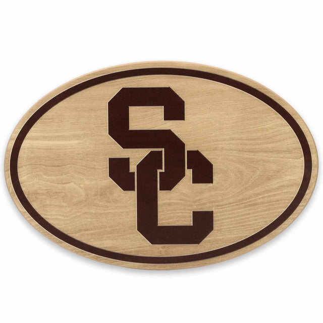 University of Southern California Oval Natural Wood Wall Decor