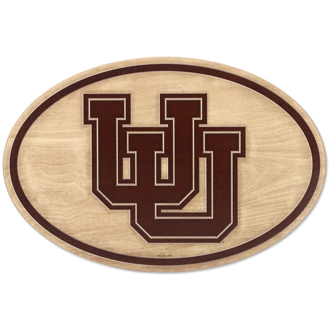 University of Utah Oval Natural Wood Wall Decor