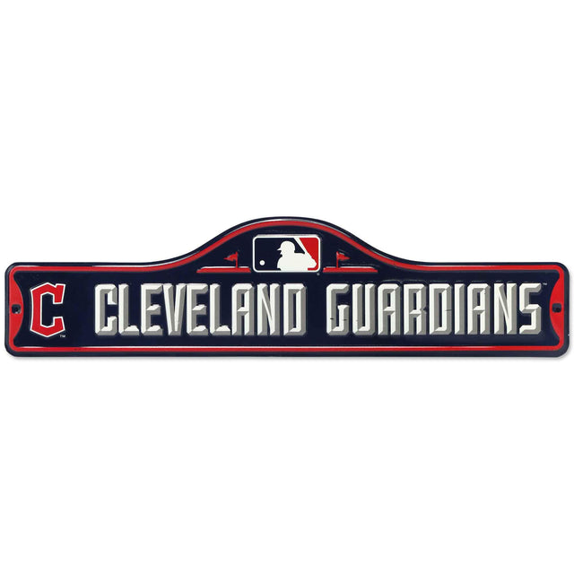 Letrero de metal para calle del Progressive Field de los Cleveland Guardians