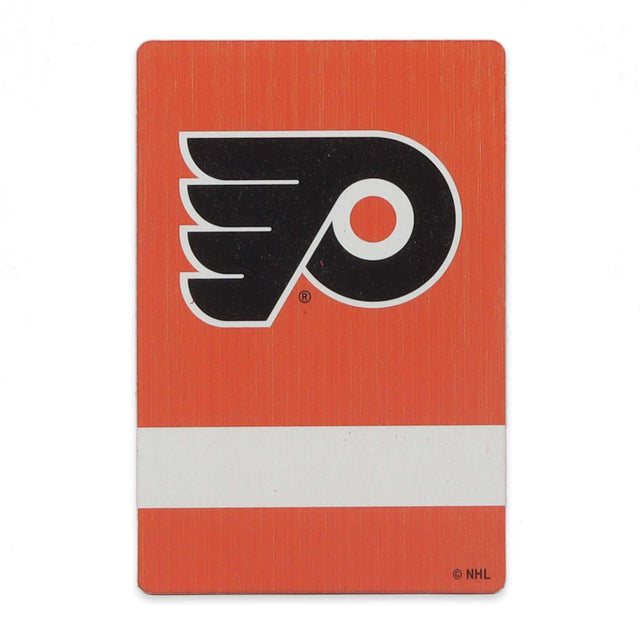 Imán de madera rayado con el logotipo de los Philadelphia Flyers de la Liga Nacional de Hockey (NHL)