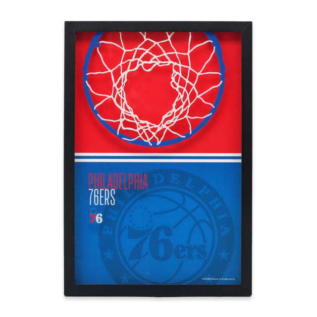 Philadelphia 76ers Basketball Hoop Color Block Printed Glass Wall Decor