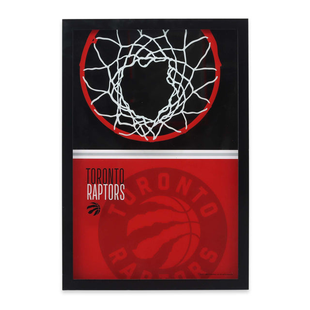 Decoración de pared de vidrio con estampado de bloques de colores de aro de baloncesto de Toronto Raptors