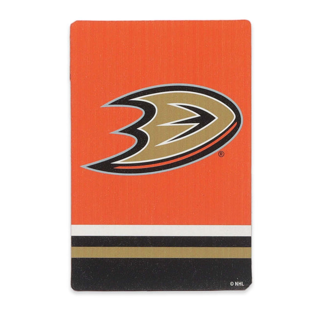 Imán de madera rayado con el logotipo de los Anaheim Ducks de la Liga Nacional de Hockey (NHL)