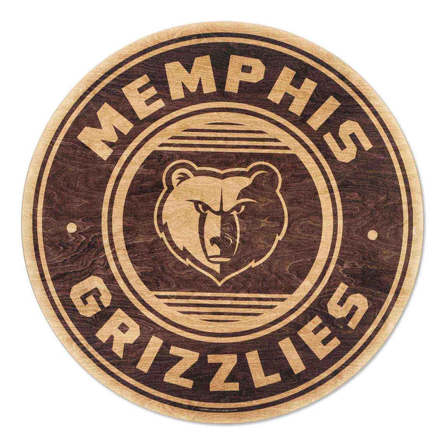 Memphis Grizzlies Logo Round Natural Wood Wall Decor