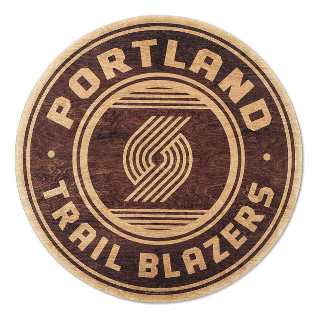 Portland Trail Blazers Logo Round Natural Wood Wall Decor