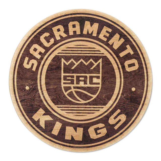 Sacramento Kings Logo Round Natural Wood Wall Decor