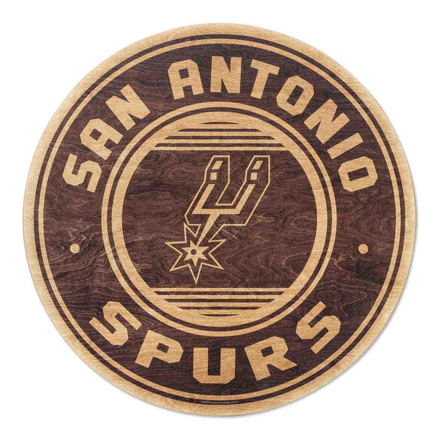 Decoración de pared redonda de madera natural con el logotipo de los San Antonio Spurs