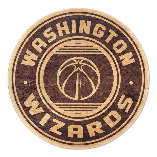 Decoración de pared redonda de madera natural con el logotipo de los Washington Wizards