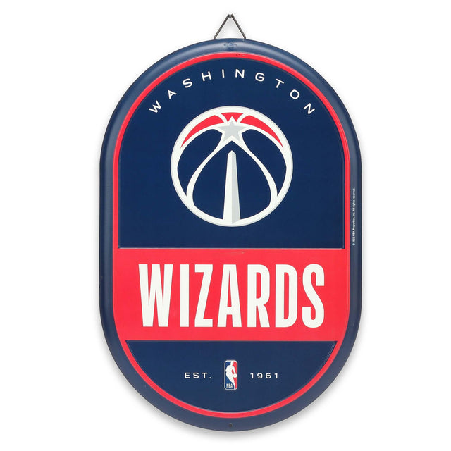 Letrero metálico ovalado con el espíritu de equipo de los Washington Wizards