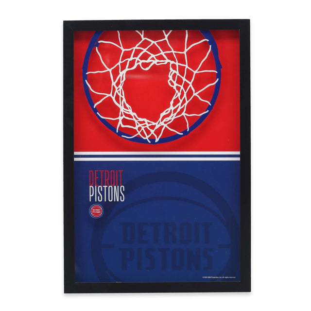 Detroit Pistons Basketball Hoop Color Block Printed Glass Wall Decor