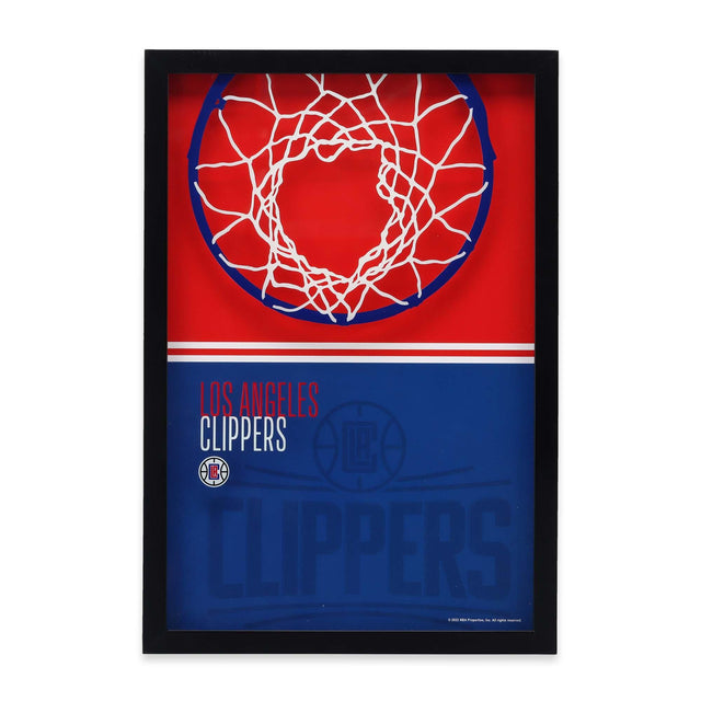 Los Angeles Clippers Basketball Hoop Color Block Printed Glass Wall Decor