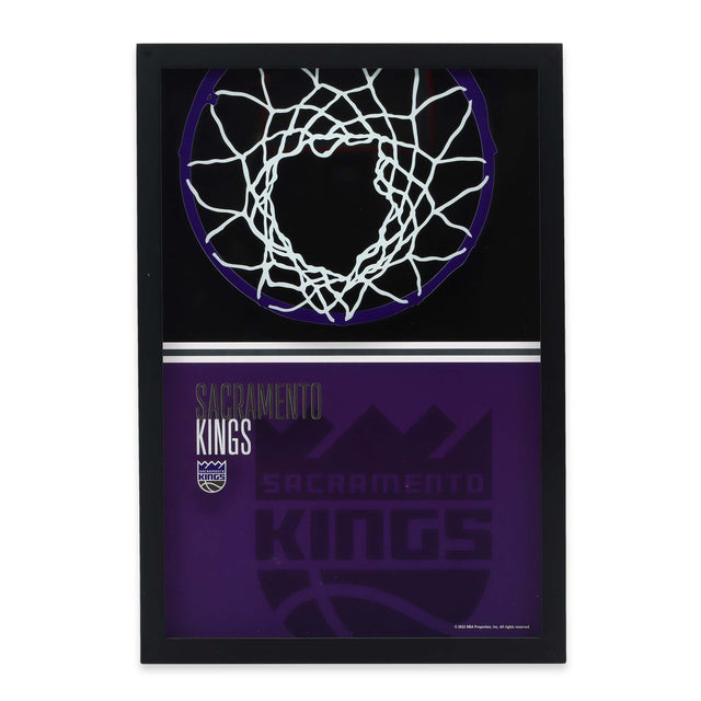 Sacramento Kings Basketball Hoop Color Block Printed Glass Wall Decor