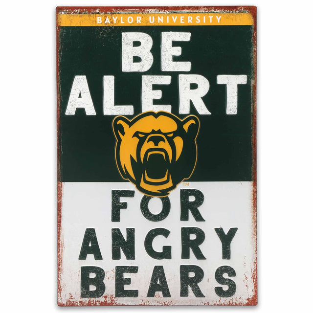 Baylor University Be Alert for Angry Bears Metal Sign