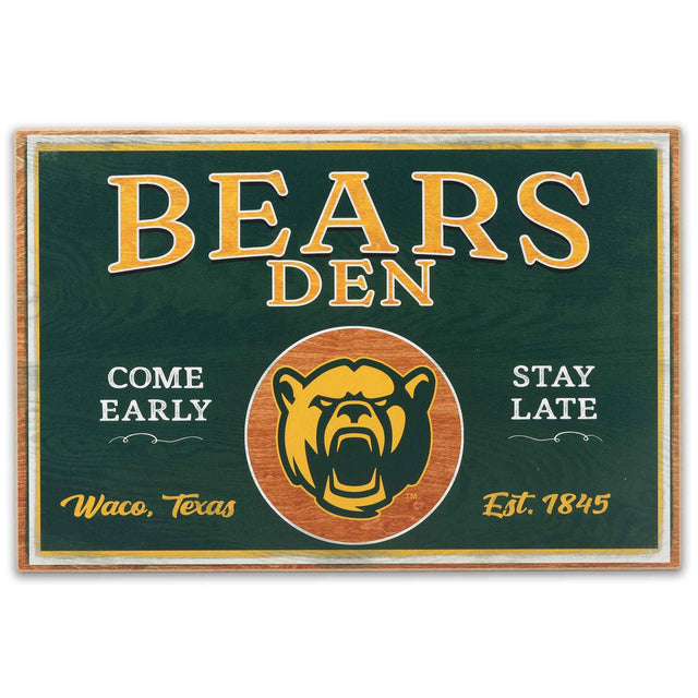 Decoración de pared de madera de la guarida de los Bears de la Universidad de Baylor en Waco, Texas