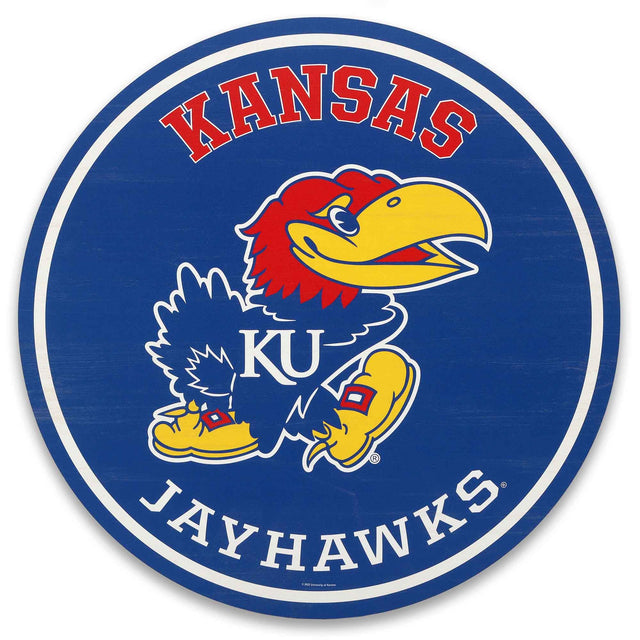 University of Kansas Jayhawks Big Jay Round Wood Wall Decor