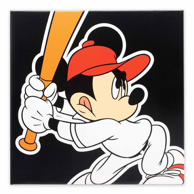 Decoración de pared en lienzo con Mickey Mouse jugando al béisbol de Disney