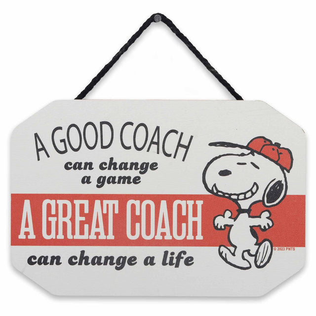 Peanuts A Great Coach Can Change a Life Snoopy Hanging Wood Wall Decor