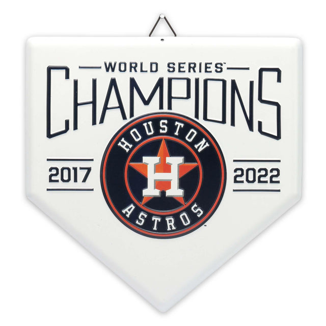 Letrero de metal con el nombre del campeón de la Serie Mundial de los Astros de Houston de la MLB