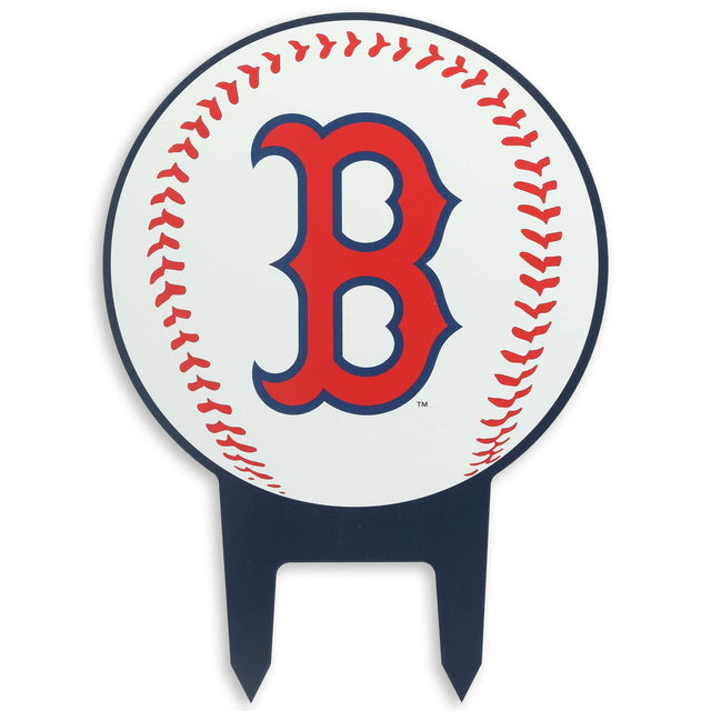 Boston Red Sox Logo Baseball Metal Yard Stake for Front Lawn, Garden, or Back Yard