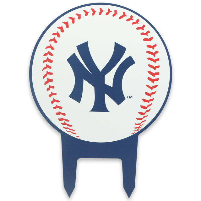 Estaca de metal con el logotipo de los Yankees de Nueva York para jardín delantero, jardín o patio trasero