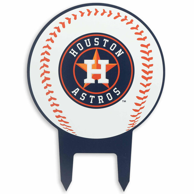 Estaca de metal con el logotipo de los Houston Astros para jardín delantero, jardín o patio trasero